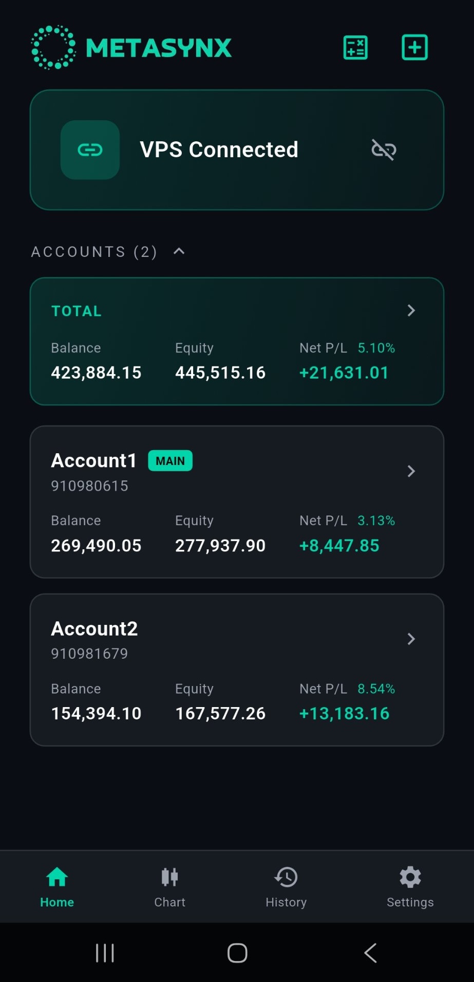 MetaSynx Home Screen